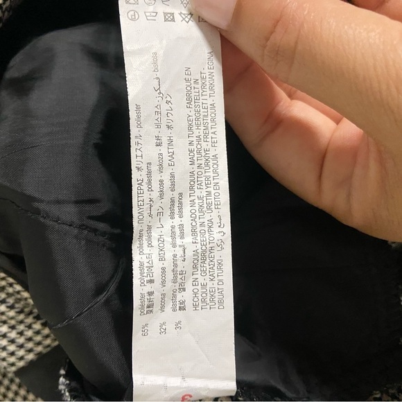 Zara Soft Feel Black White Printed Houndstooth Trouser Pants XS - Picture 6 of 9